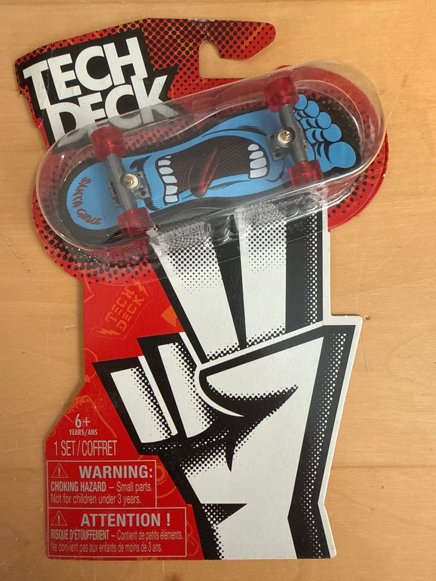 Tech Deck Santa Cruz Screaming Hand Fingerboard Red Wheels Vintage Sealed